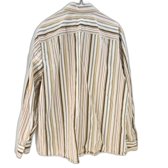 Calvin Klein Long Sleeve Dress Shirt Mens XL Button Down Striped Brown White Red - Picture 2 of 9